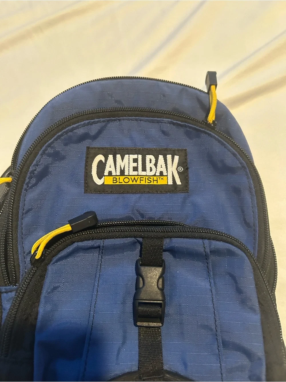 CamelBak Blue and Black Hydration Backpack with Yellow Accents